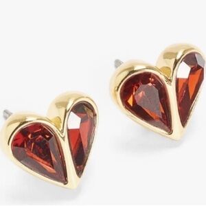 Kate Spade ♠️ Gold Plated Red Rock Solid Heart Stud Earrings